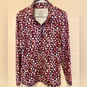 T by Talbots Quarter zip size L red pink